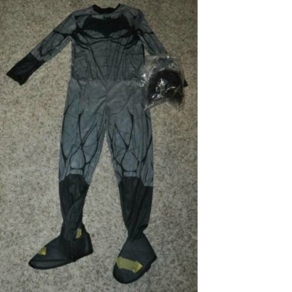 Batman Halloween Costume 4/6 Jumpsuit w/ Boot Tops 4 Pc Boys Justice League - Picture 2 of 7